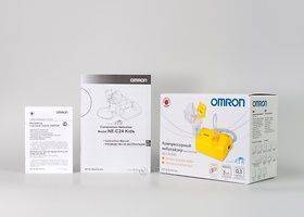 Коробка и документация к компрессорному небулайзеру Omron C 24 Kids