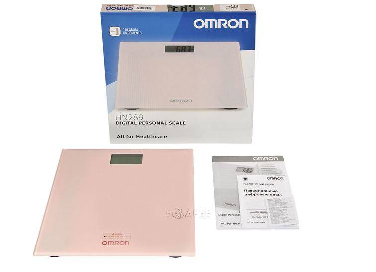 Комплектация весов персональных цифровых Omron HN-289 розовый