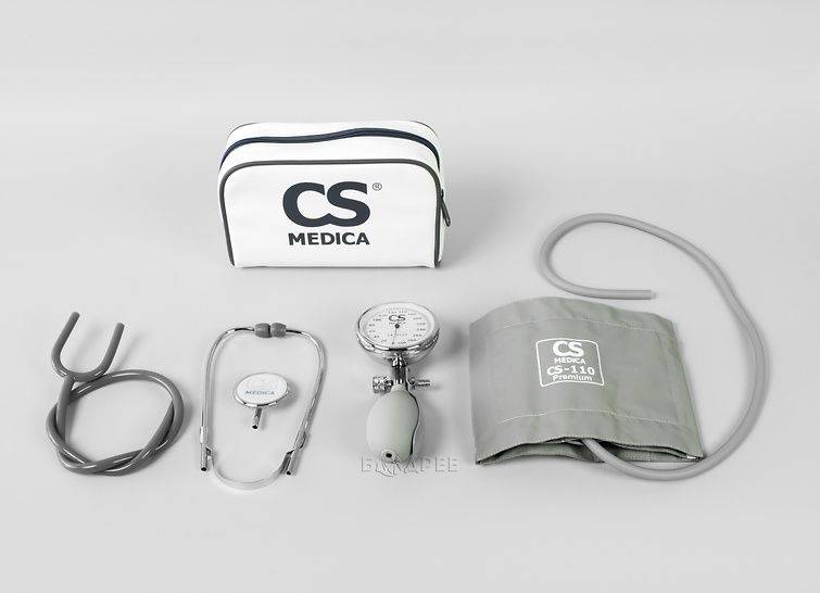 Комплектация механического тонометра CS Medica CS-110 Premium с фонендоскопом
