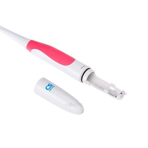 Щетка зубная электрическая звуковая CS Medica CS-161 (розовая) со снятой крышкой батарейного отсека