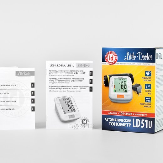 Коробка и доментация тонометра Little Doctor LD51U с адаптером