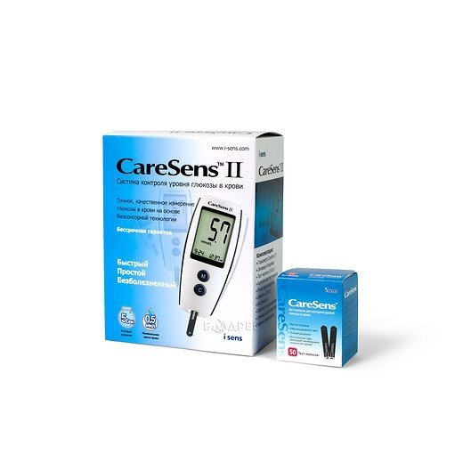 Выгодный набор. Глюкометр CareSens II (КеаСенс II) и 1 упаковка тест-полосок CareSens 50 шт.