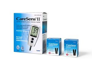 Выгодный набор. Глюкометр CareSens II (КеаСенс II) и 2 упаковки тест-полосок CareSens 50 шт.