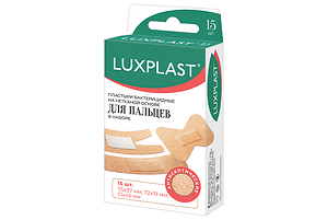 Пластырь бактерицидный Luxplast на нетканой основе для пальцев 15 шт. (арт. 104010901)