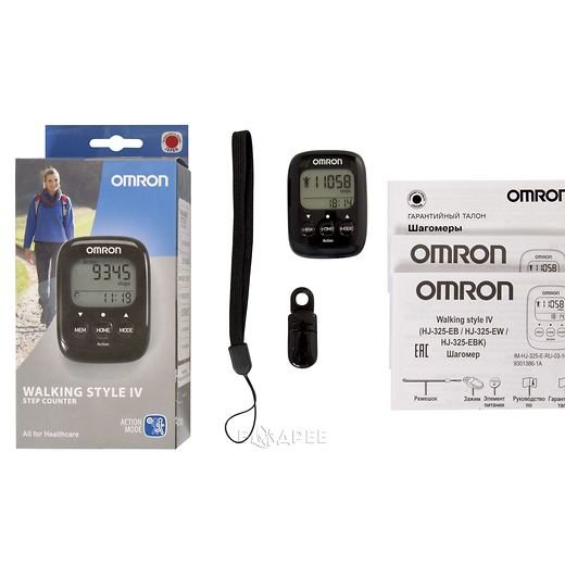 Комплектация шагомера Omron HJ-325-EB Walking Style IV Черный