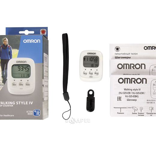 Комплектация шагомера Omron HJ-325-EB Walking Style IV Белый